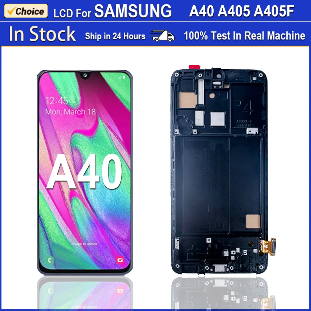 Super LCD avec cadre écran d'affichage pour Samsung Galaxy A40 A405F A405FN écran LCD remplacement de l'assemblage de l'écran tactile numérique