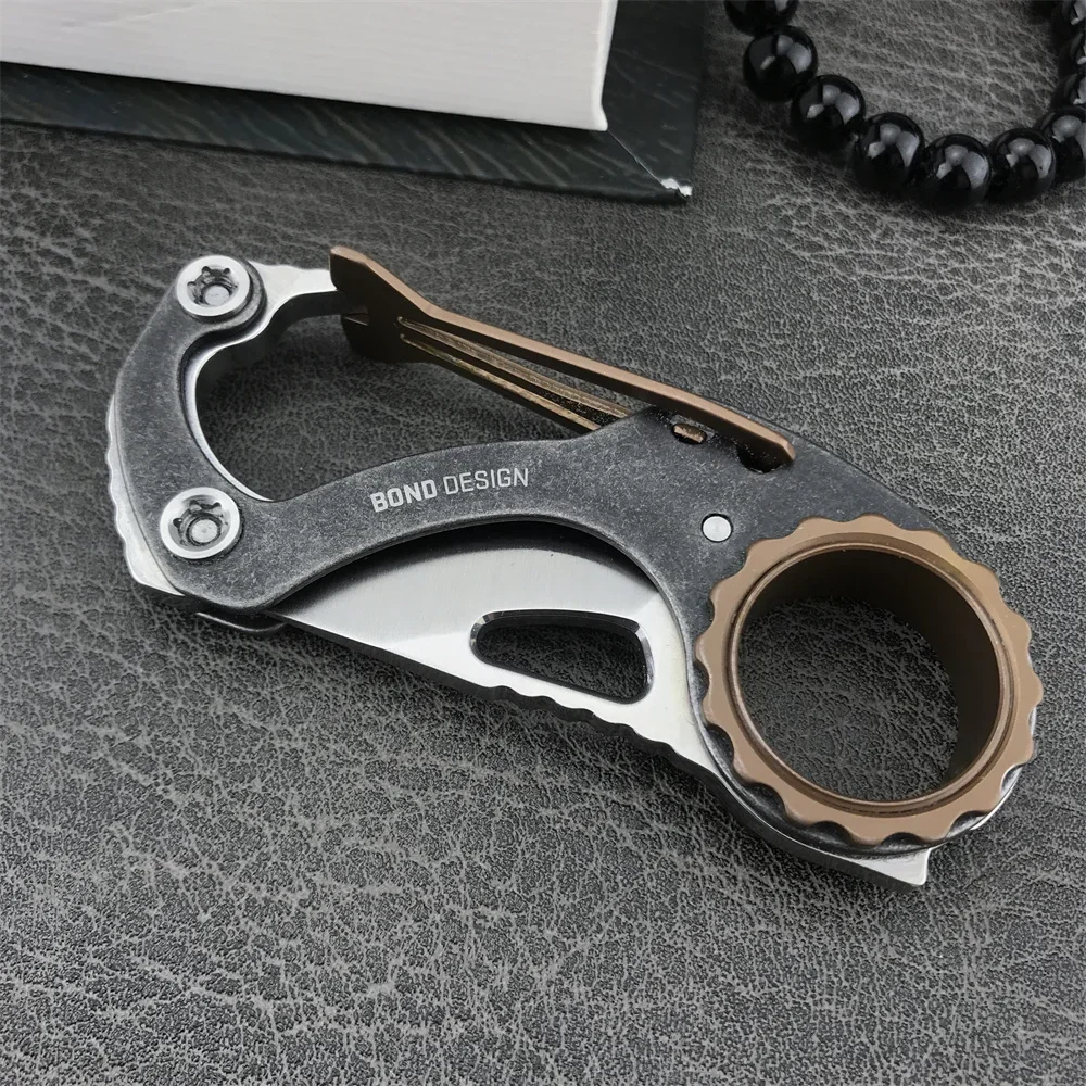 Outdoor Mini 9082 Folding Neck Knife 8Cr13Mov Blade 420 Steel Handle Carabiner Camping Hunting Tactical Knives Self-Defense Tool