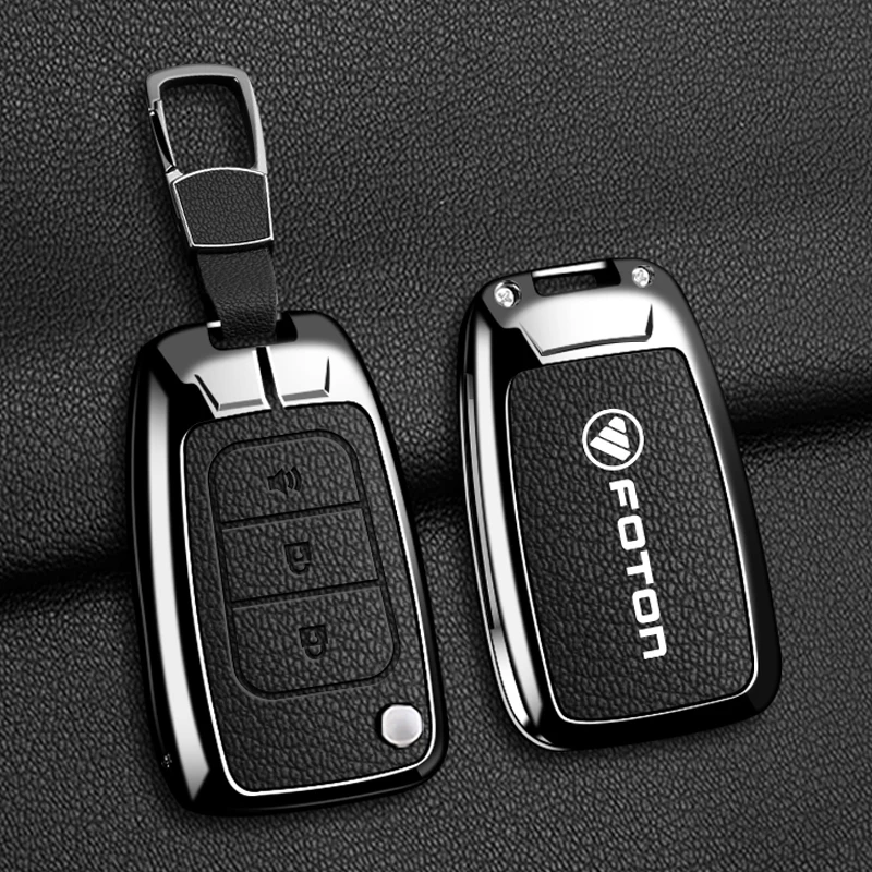 Zinc Alloy Leather Car Key Cover Suitable for The New 24 Models of Foton Oumako S1/S3 PRO Folding Full Shell Keychain Accessoris