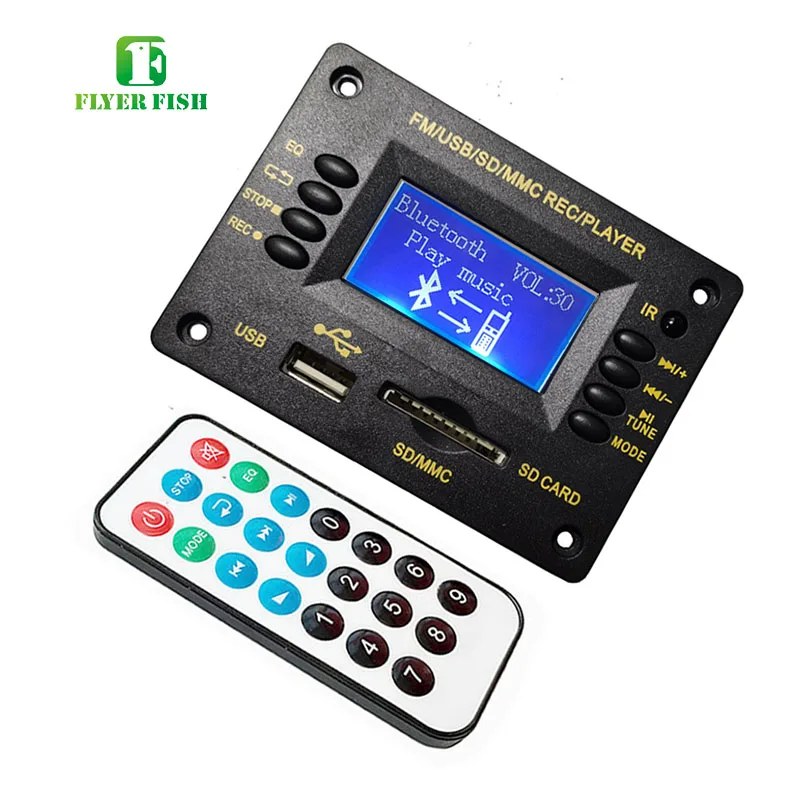 DC12V 5V Bluetooth MP3 Decoding Board USB/SD/AUX/FM DIY MP3 Decoder board for car digital LCD Record MP3 KIT