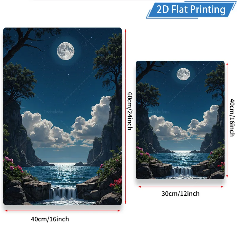 1pc Wall Tapestry "Starry Night Moonlight Ocean Scene Tapestry - Nature Landscape Wall Art"