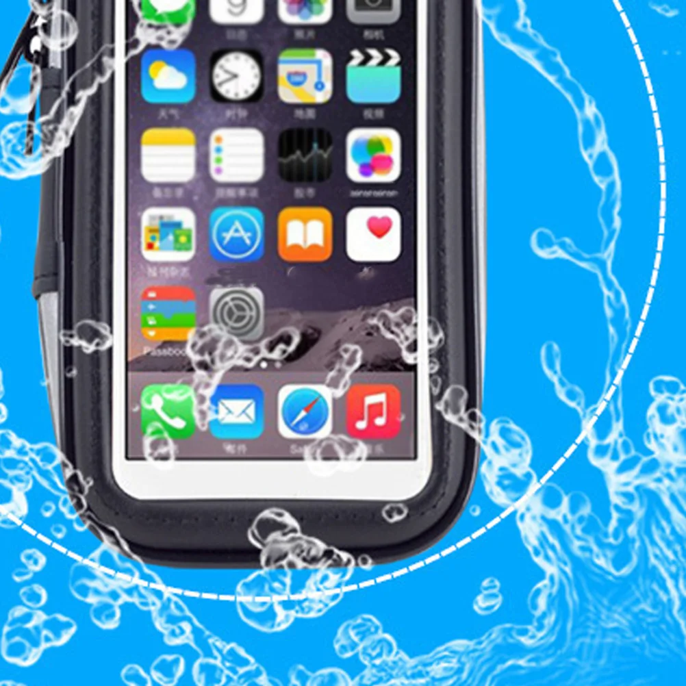 1Pcs Bike Handlebar Bag Cycling Phone Waterproof Shockproof Compatible with Most Smartphones Black