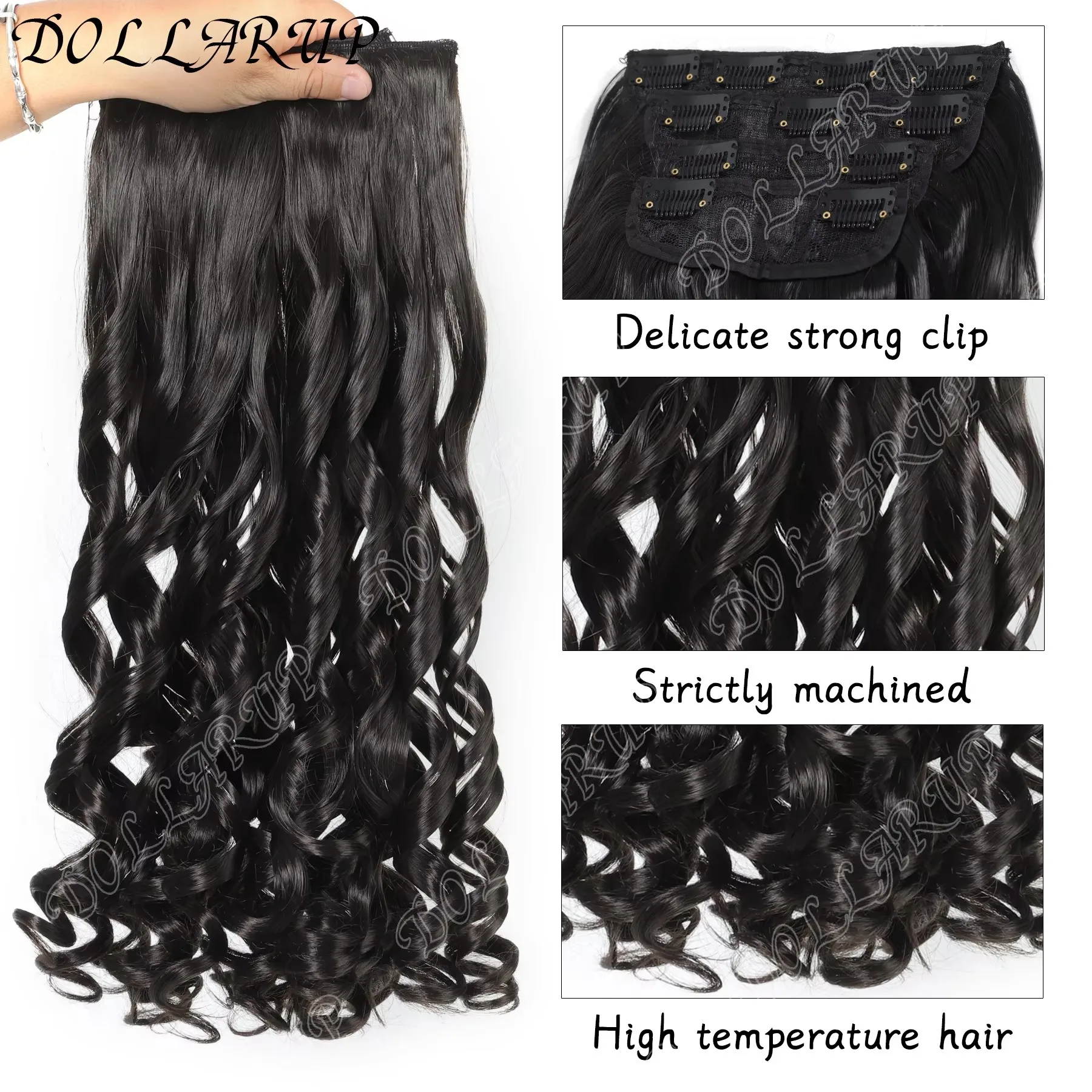 JKL 4 قطعة سميكة كاملة تطويلة شعر من الألياف رائع 11 كليب في وصلات الشعر شعر أشقر 20 ''الجسم الطبيعي متموج هيربيسي #4