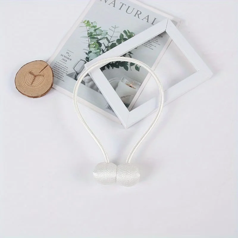 1 or 2pcs Magnetic Curtain Tiebacks With Tie Strings, Earphone Shaped Curtain Clips, No Drill Curtain Holdbacks