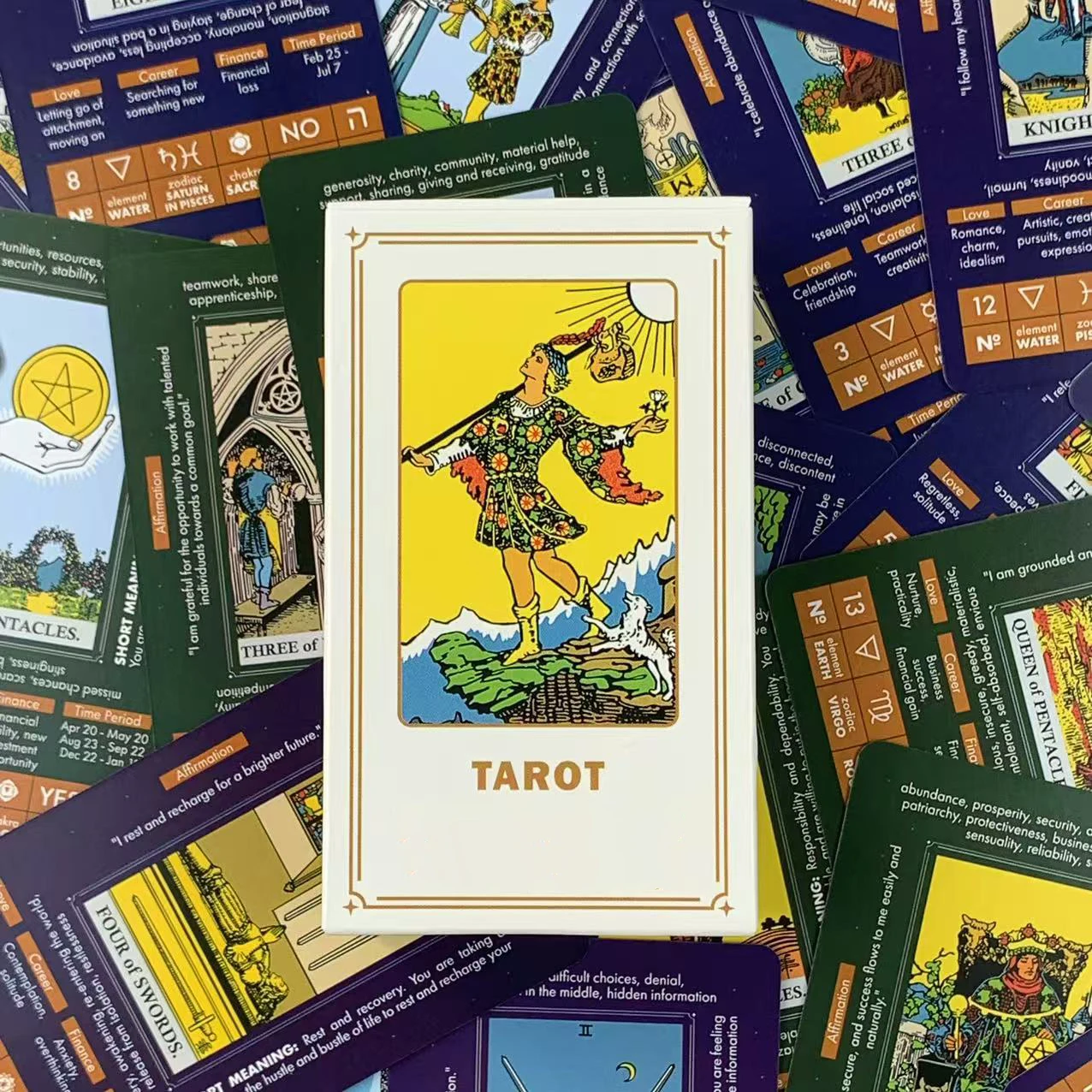NEUE Tarotkarten, ein 78-teiliges Kartenspiel für empfindliche Wahrsagerei, Meditationskarten für Anfänger, Halloween und Weihnachtsgeschenke
