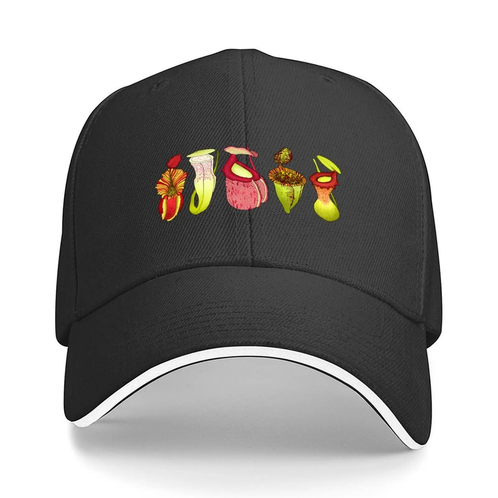 

Five Carnivorous Nepenthes Pitcher Plants on Dark Green Baseball Cap Male hat Trucker Cap Women Men's