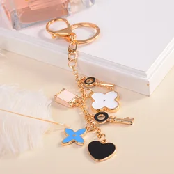 Creative Love Clover Keychains Car Key Ring Accessories Alloy Key Chain Fashion Keyrings for Women Bag Charm Pendant Gifts