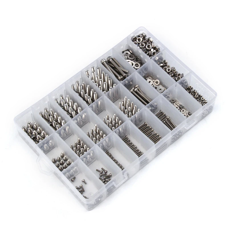 Happy New- 1080PCS M2/M3/ Stainless Steel Hex Socket Bolt And Nuts Set Fastener Hardware Hexagon Socket Head Cap Screws Flat W
