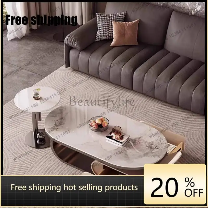 Mesa de Centro Pequena com Gaveta, Design Europeu Minimalista, Mesa de Centro Branca para Sala de Estar, Móveis para Casa