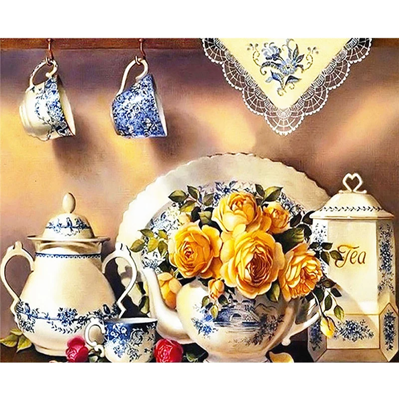 5D New Collection 2024 Diamond Embroidery Kitchen vase diamond painting Mosaic Diamond Painting Scenery  Art Kits  Birthday Gift