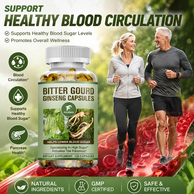FULIMIKS Natural Bitter Gourd & Ginseng Supplement, Supports Healthy Blood Sugar, Metabolic Function & Body Wellness for Adult