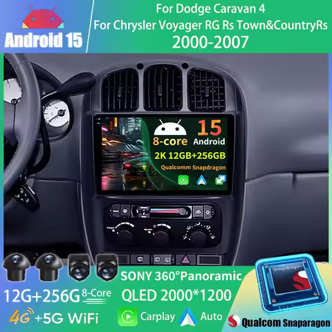 Android 15 wifi+4G Carplay Car RadioFor Dodge Caravan 4 For Chrysler Grand Voyager RS 2000-2012 Navigation Stereo Multimedia GPS
