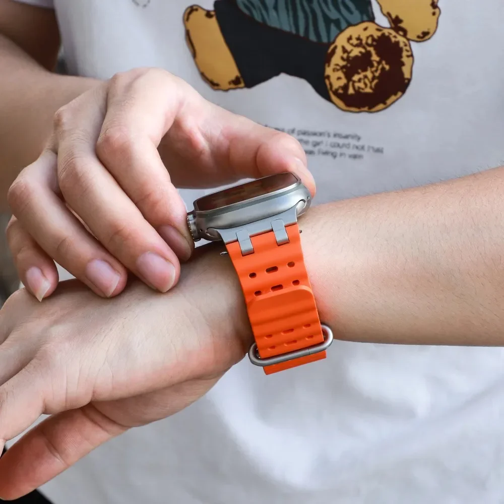 Sport Silicone Strap For Apple Watch Ultra 2 1 49mm 10 46mm Soft Men Band For iWatch Series 9 8 7 6 5 4 SE 45mm 44mm Correa Band