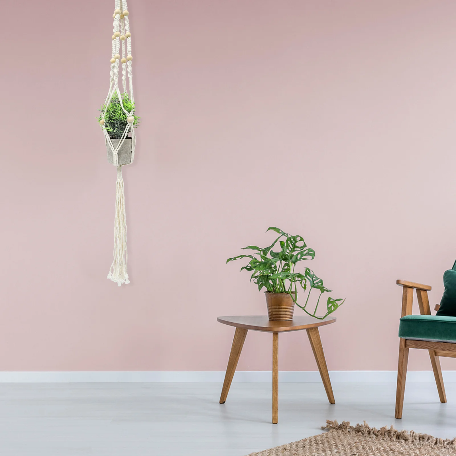 

Macrame Indoor Plant Hanger Planter Holder Versatile Hanging Space Saving Boho Design Tassels Home Garden Patio