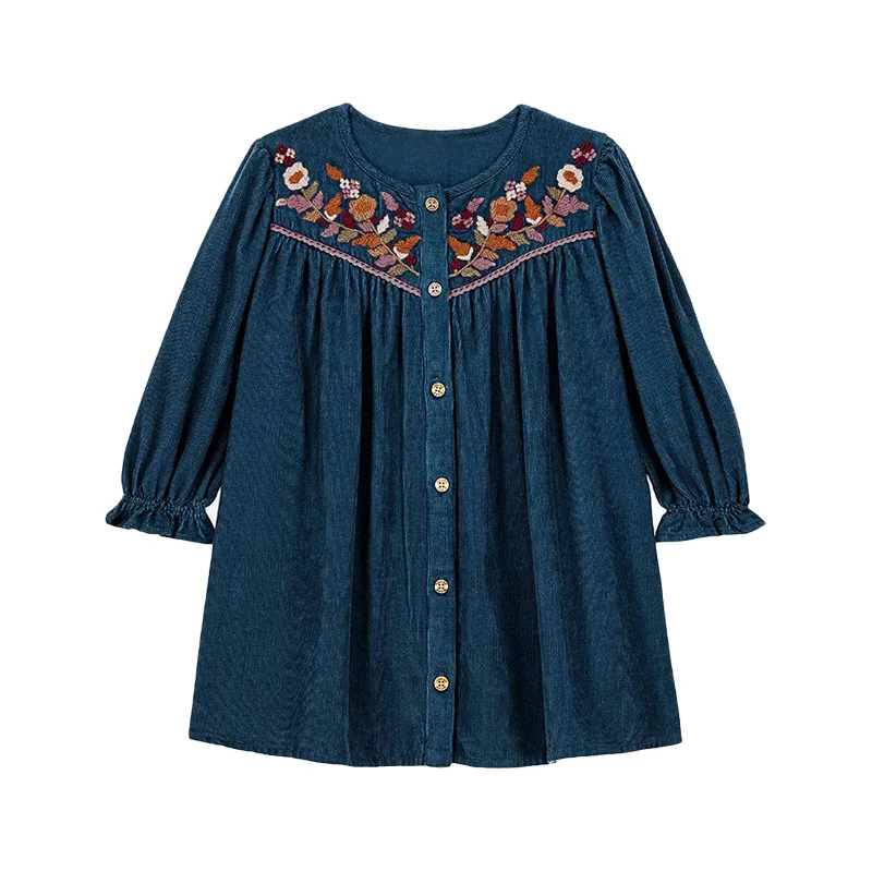 Kép 6: Children's Alvóhely 2025 autumn/winter LM retro Etnikai stílusú számára girlsembroidered virágos handcrafted golyós Kötött Pulóver Állott ízetlen beállítása