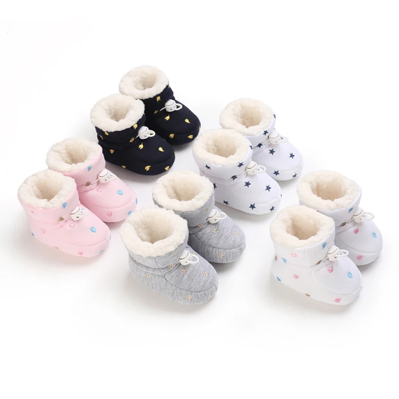 Infant Girls' Ankle High Casual Soft Fabric Sneakers, Round Toe Slip-On with Heart Pattern, Comfortable Indoor Walking Shoes fo