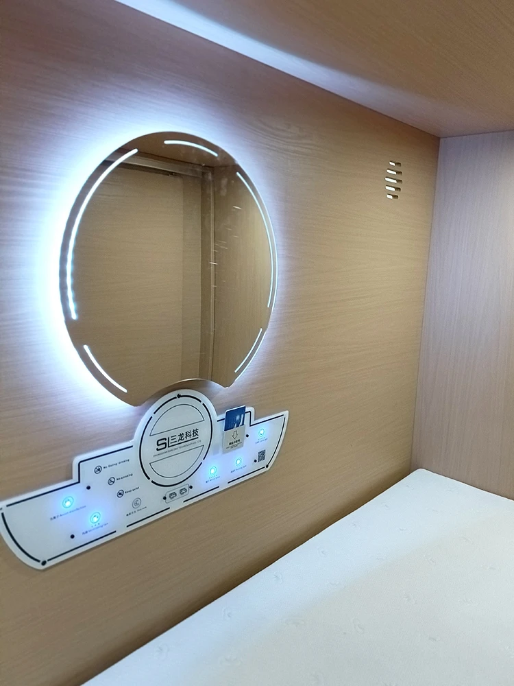 Wooden spacecraft bed, Japanese capsule room, top and bottom bunks, esports hotel accommodation bed