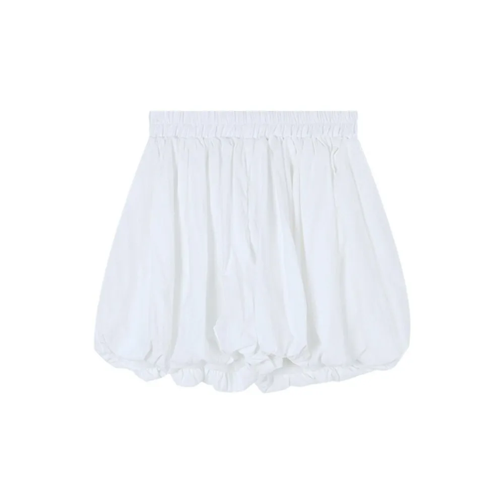 

Casual Elastic Waist Skort White Black Harajuku Shorts Balloon Skirt Daily Wear