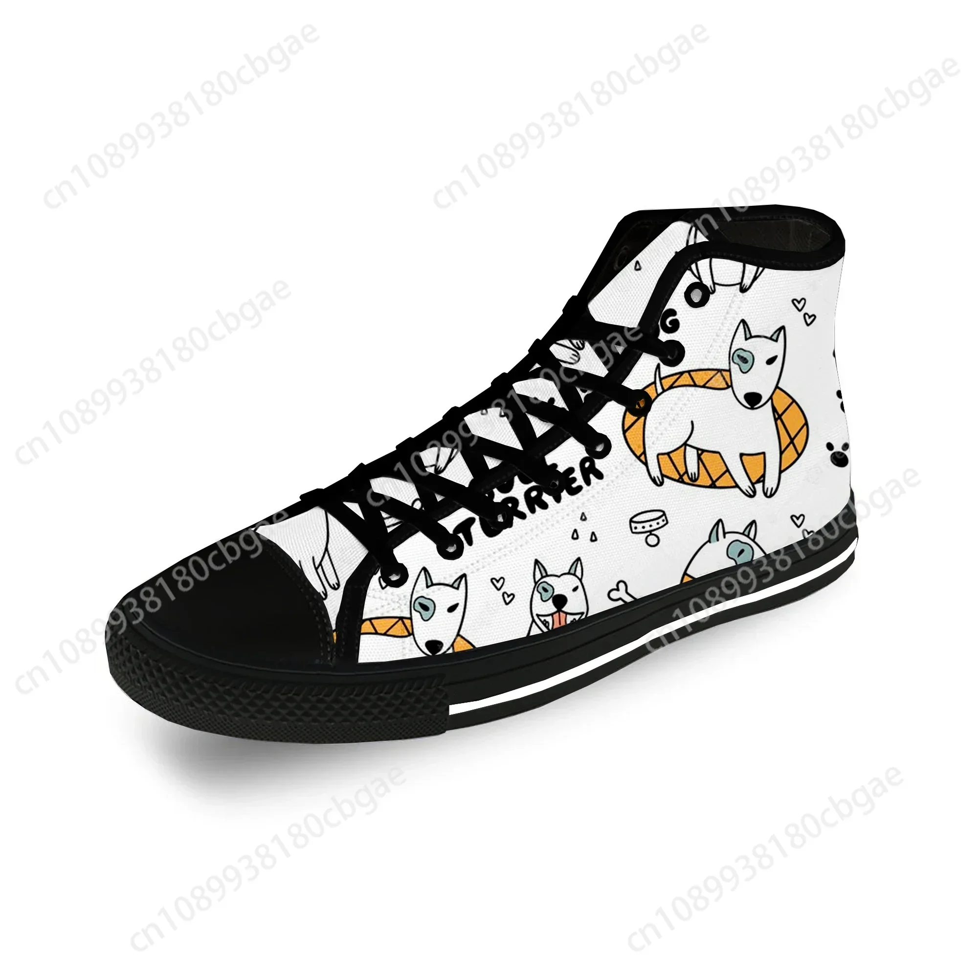 

Animal Bull Terrier Cartoon Dog Casual Cloth Fashion 3D Print High Top Canvas Shoes Men Women Lightweight Breathable Sneakers