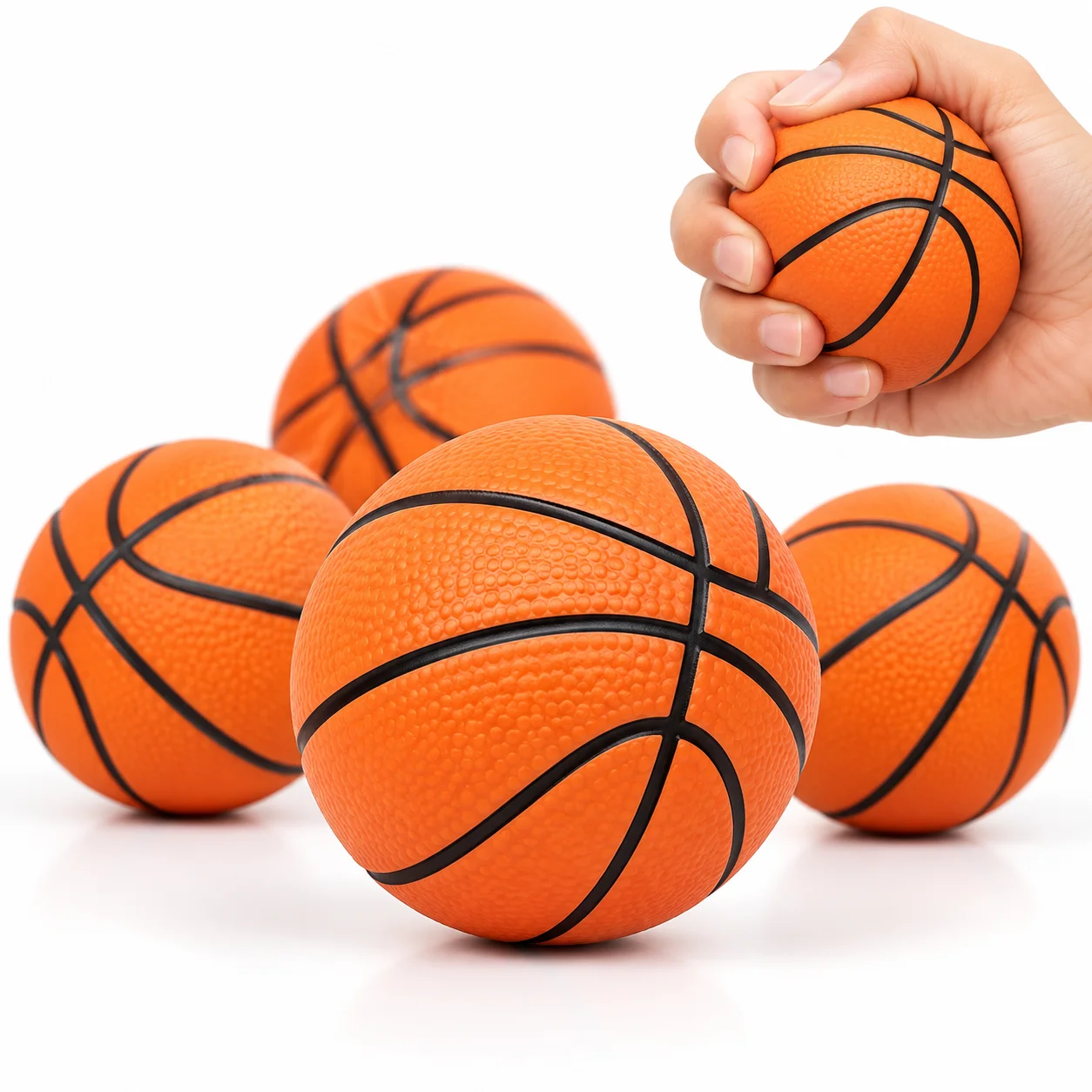 Mini Basketball Stress Ball, Soft Squeeze Fidget Toy with Textured Surface, Handheld Squishy Ball for Office Desk Relaxation