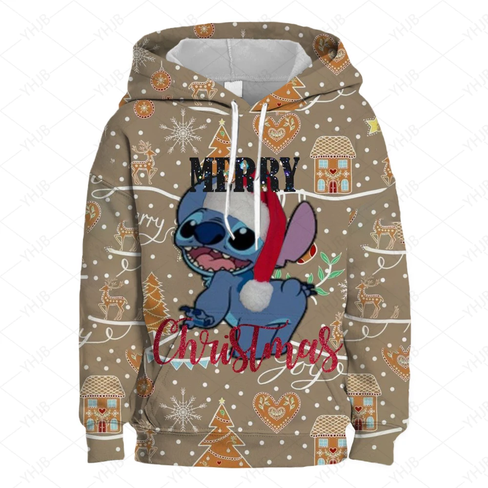 Disney Christmas Stitch Children\'s Street Fashion Sweater Boys and Girls\' Top Children\'s Sports Hoodie Outdoor Sports Hoodie