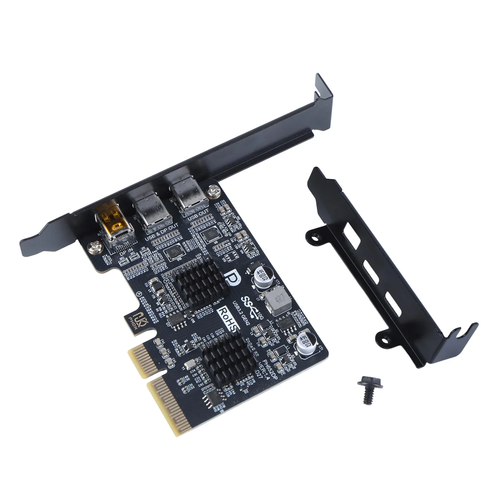 10Gbps PCIe to USB 3.2 Gen 2 Hub Card PCI-E X4 X8 X16 To Type-C Expansion Card Dual USB-C DP Video Port Desktop Docking Station