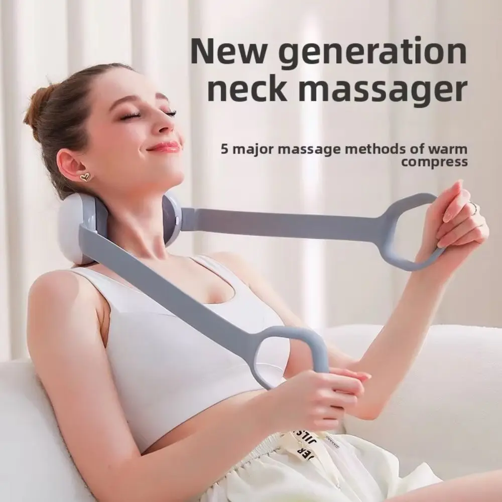 

Portable Cervical Massage Instrument 3 Heat Levels Warm Compress Shoulder Massage Tool LCD Display 5 Modes Mini Neck Massager