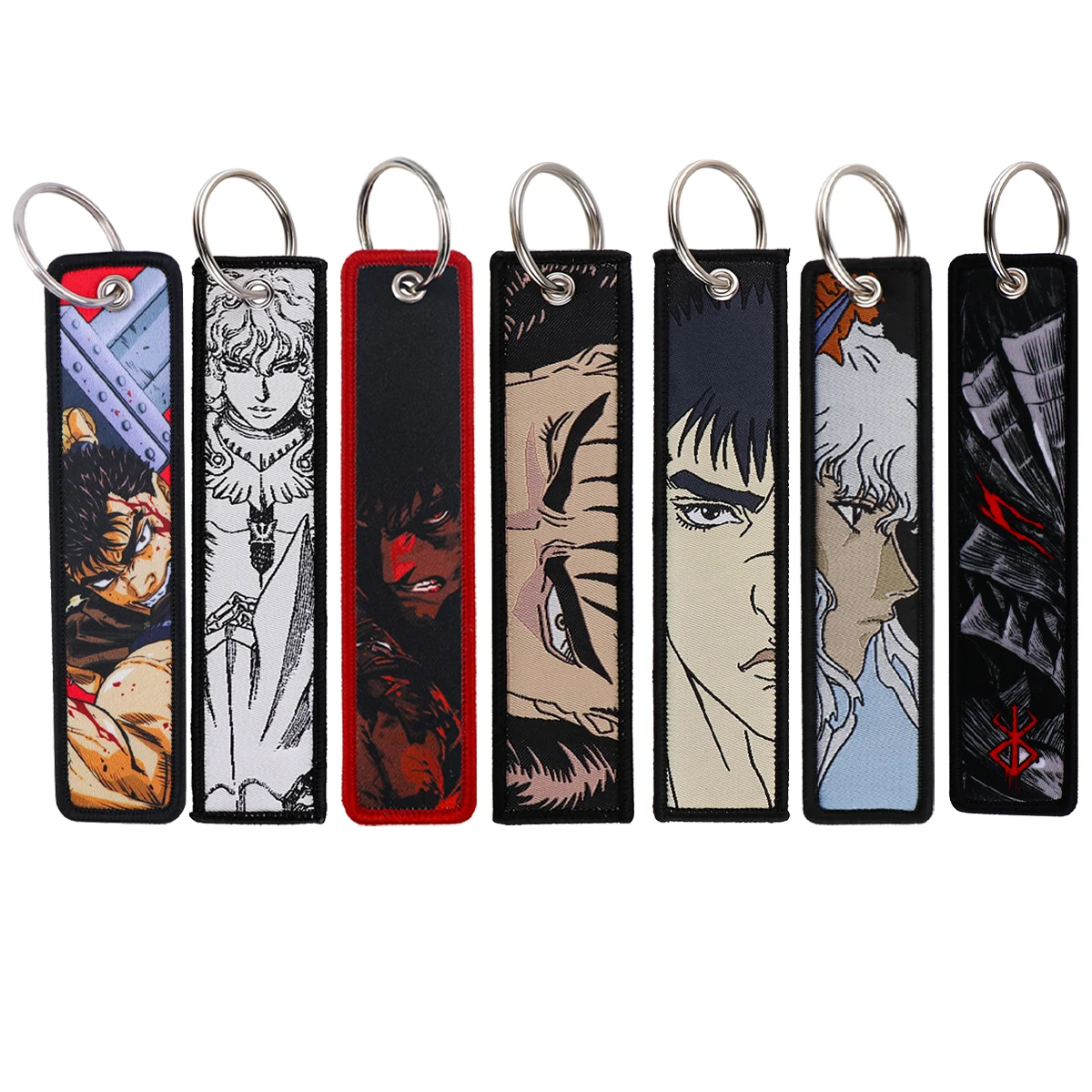 LLavero bordado de Anime para hombre, etiqueta para llave genial para conductor, marca tejida, etiqueta para llave de coche, accesorios de joyería de moda, regalos, 1 Uds.