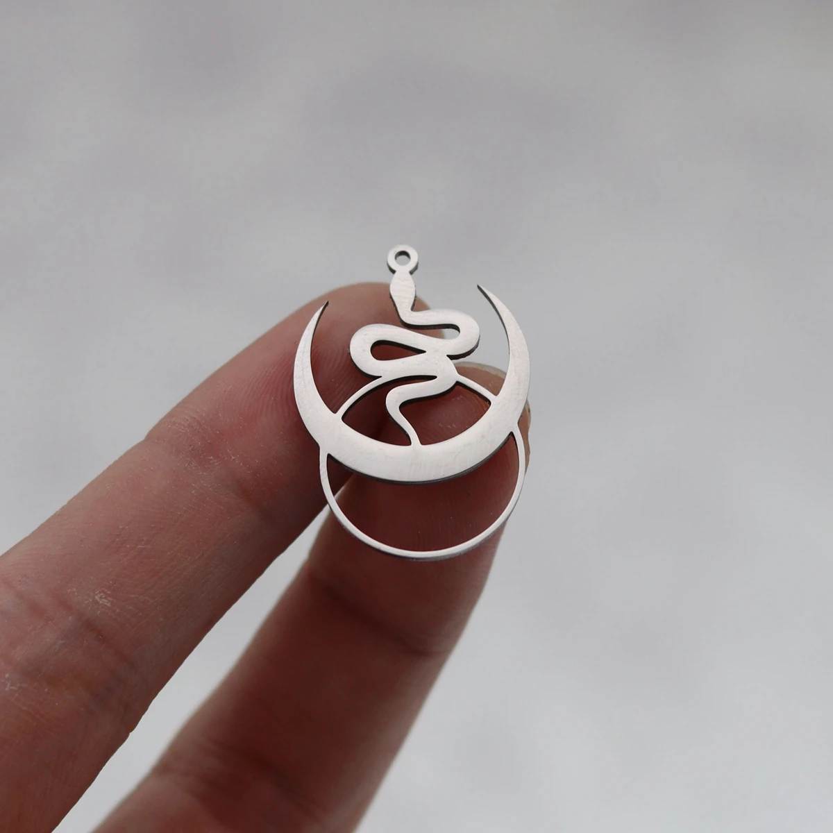 3pcs Crescent Moon Snake Charms Connector DIY Craft Bracelets Necklace Women Charm For Jewelry Making Stainless Steel Pendant