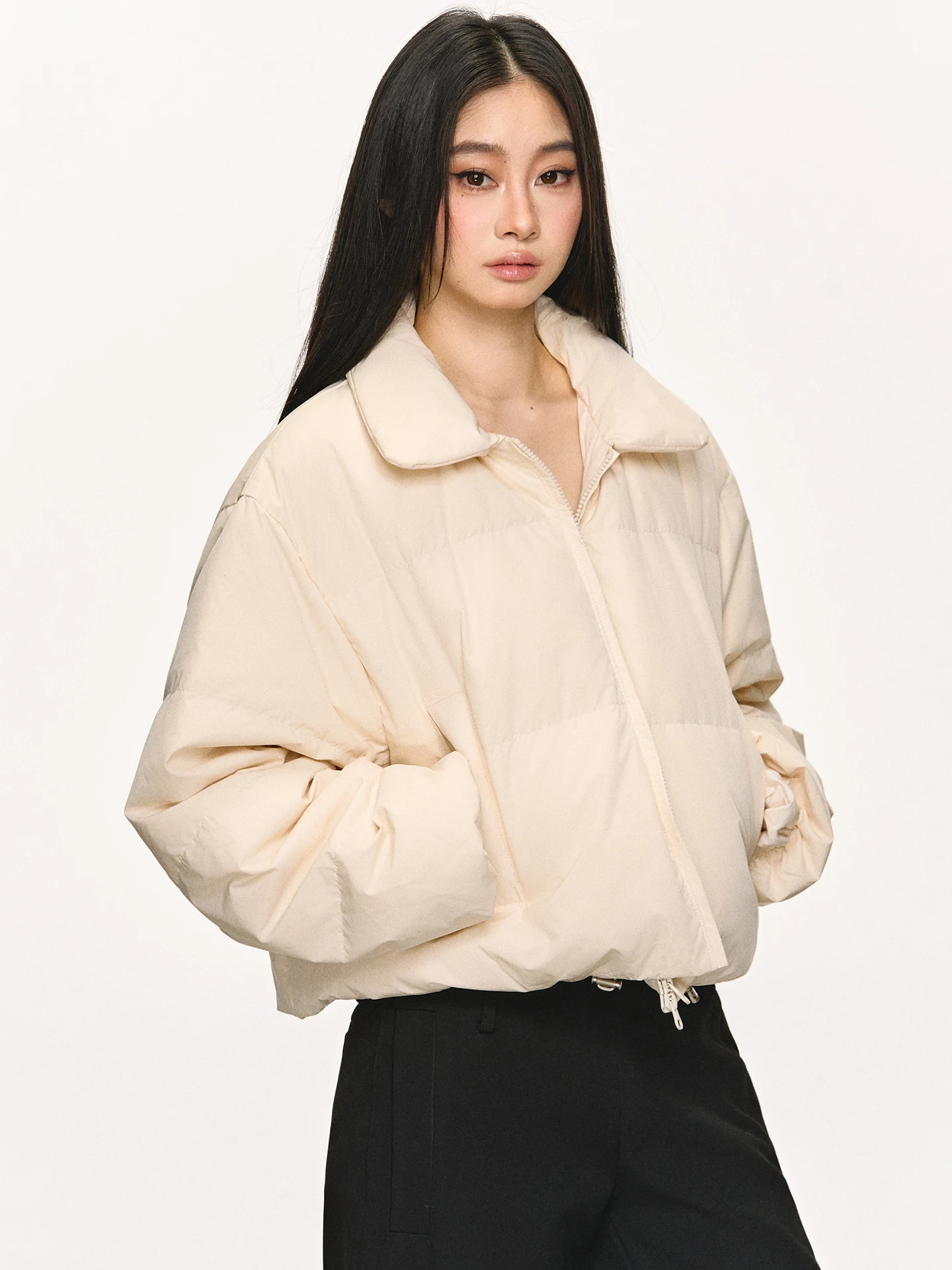 

Anna Aneae90 Women's Lightweight ort Casual down Jaet White Du Feather Warm Bread Cotton Coat Trendy Commute Sle Zipp...