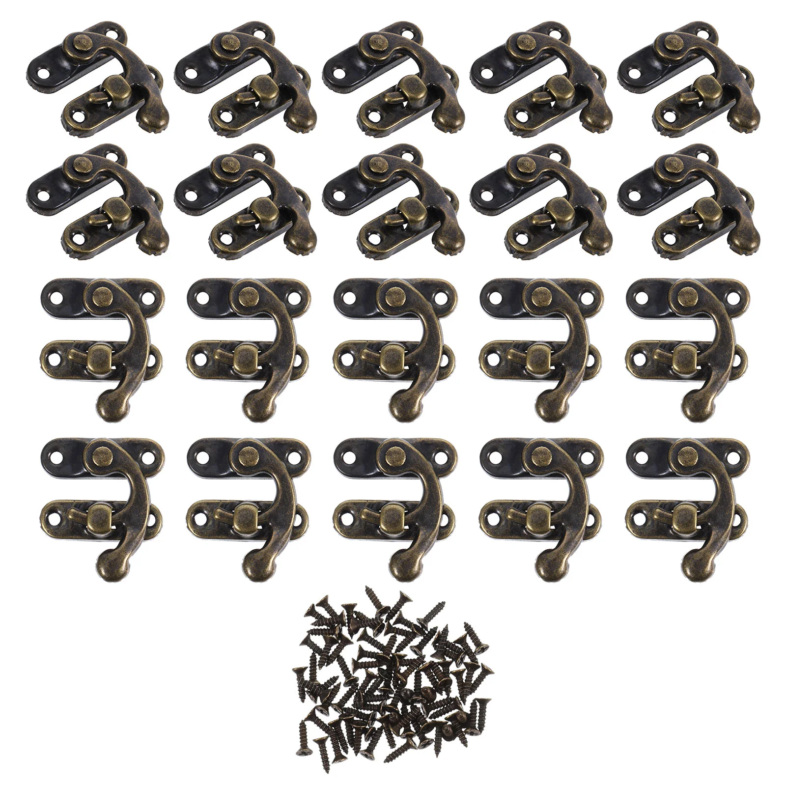 20 Pcs Horn Lock Latch Hook Toolbox Retro Swing Clasp Suitcase Right Arm Hasp up