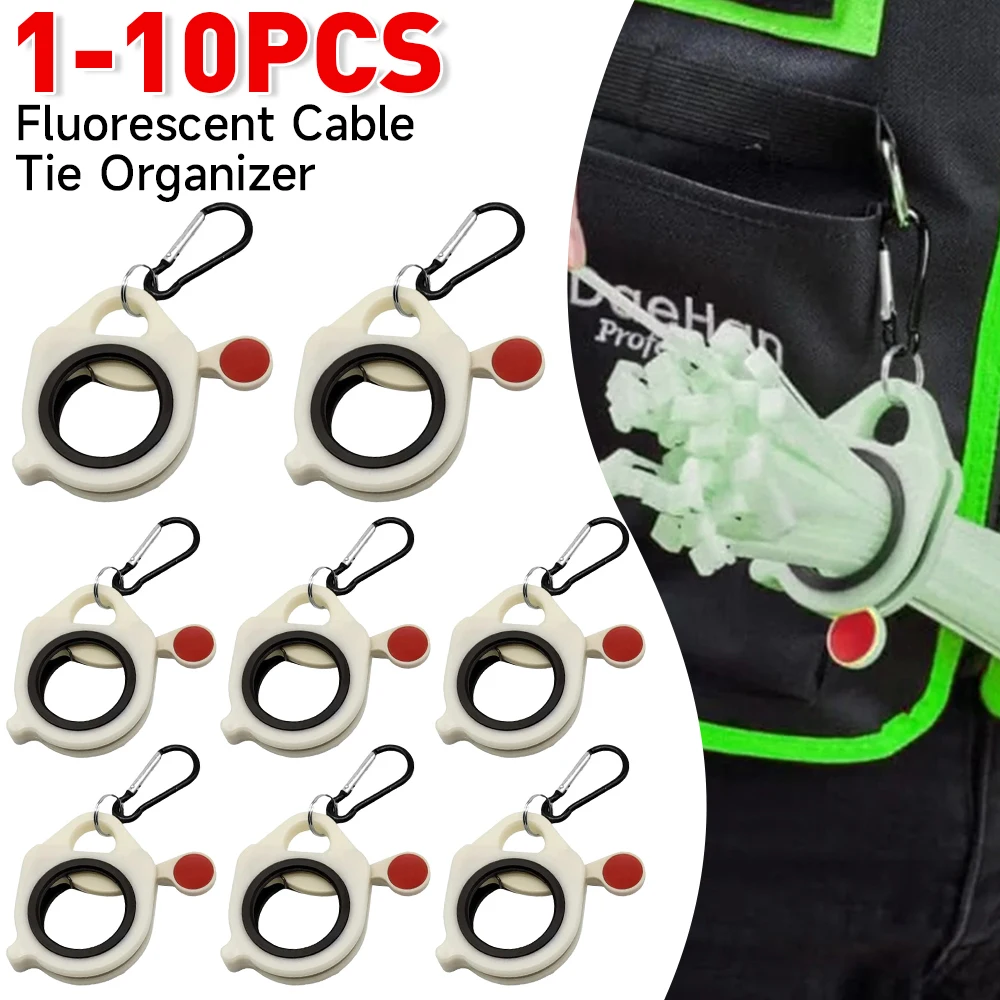 Zip Tie Holder Plastic Fluorescent Cable Tie Organizer Reusable Electrical Wire Ties Clip Portable Cable Tie Storage Tool