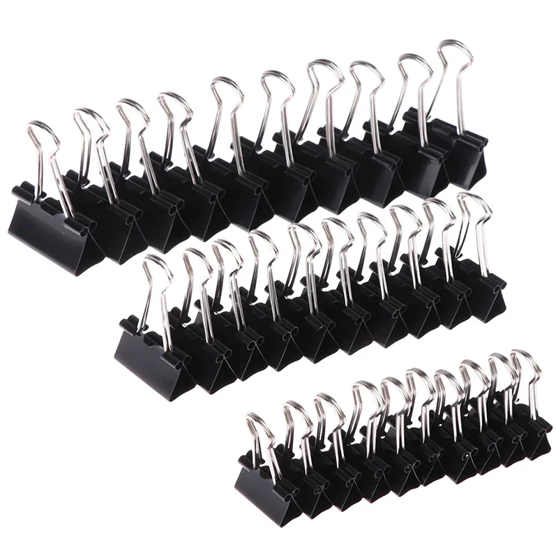 10 stks/set Zwart Metalen Bindmiddel Clips 19mm/25mm/32mm Notities Brief Paperclip Kantoorbenodigdheden levert Binding Beveiligen Paddestoel