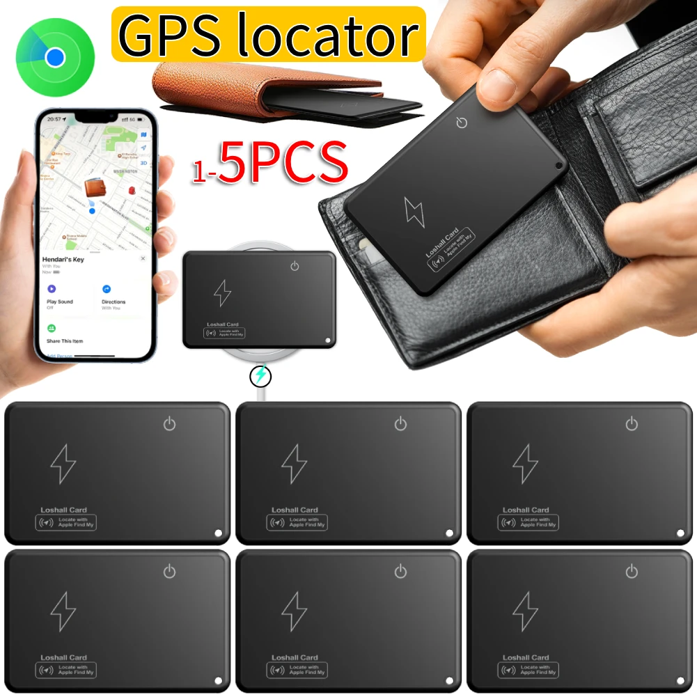 Wireless Charging Tracking Location Wallet Tracker Card GPS Locator Smart Card Works For Apple Find My App Thin GPS Item Finder