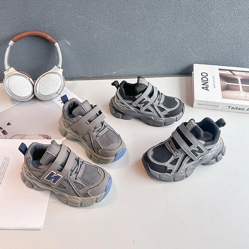 Kleinkinder Chunky Plateau-Sneaker Atmungsaktives Mesh Klettverschluss Rutschfeste Robuste Dicke Sohle Leichte Wander- und Sportschuhe – Detail 3