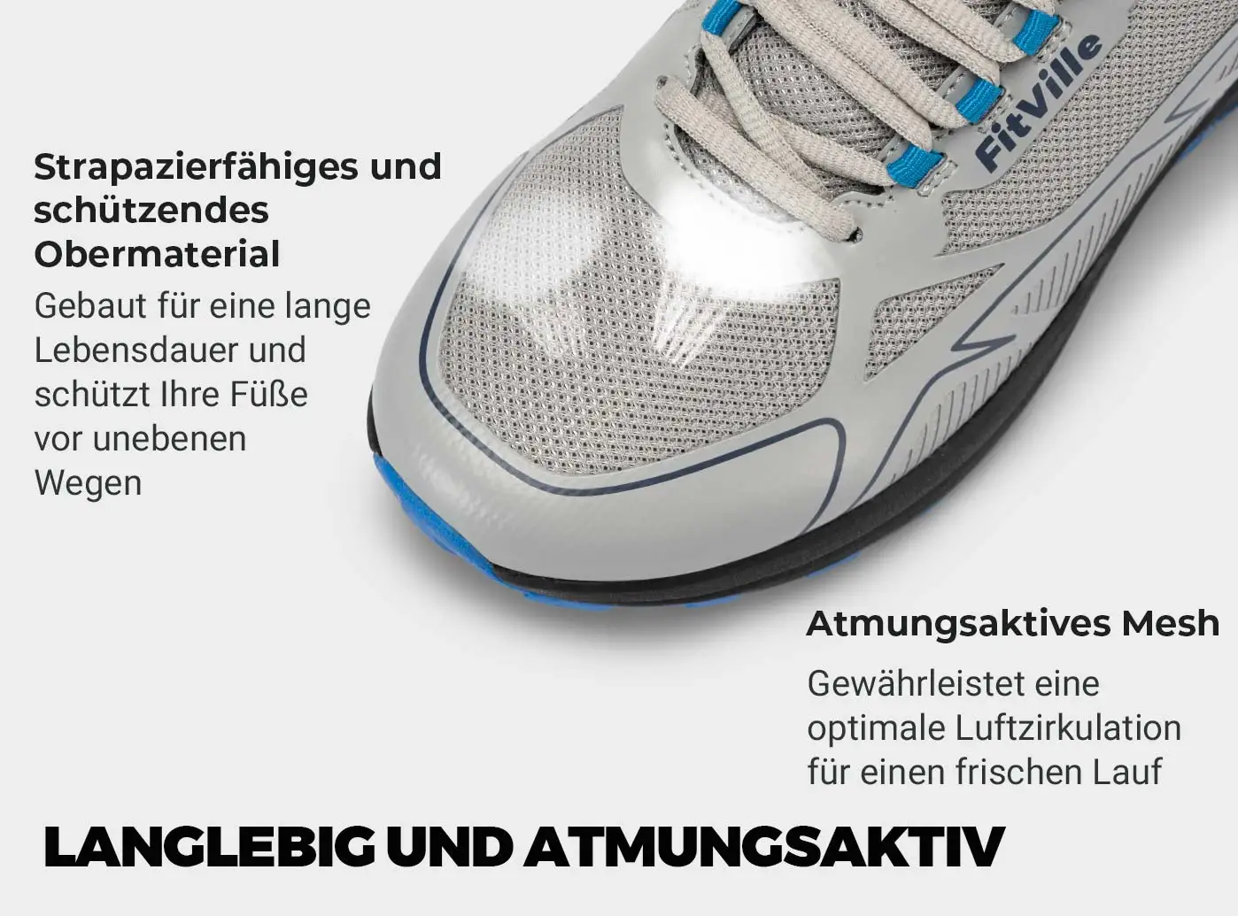 Fit ville rutsch feste Trail running Schuhe Herren Turnschuhe extra breit leicht für männliche geschwollene Füße Bogen Unterstützung Schmerz linderung – Detail 8