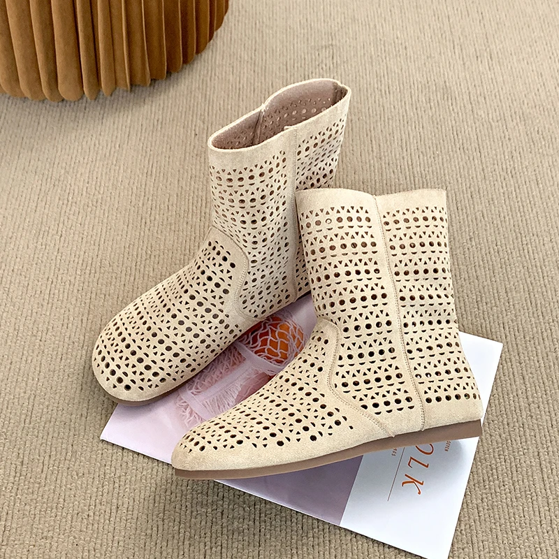 

Summer Fashion Closed Toe Ankle Boots Women Breathable Flat Low Cut Boots Minimalist Outdoor Versatile Soft Surface Boots