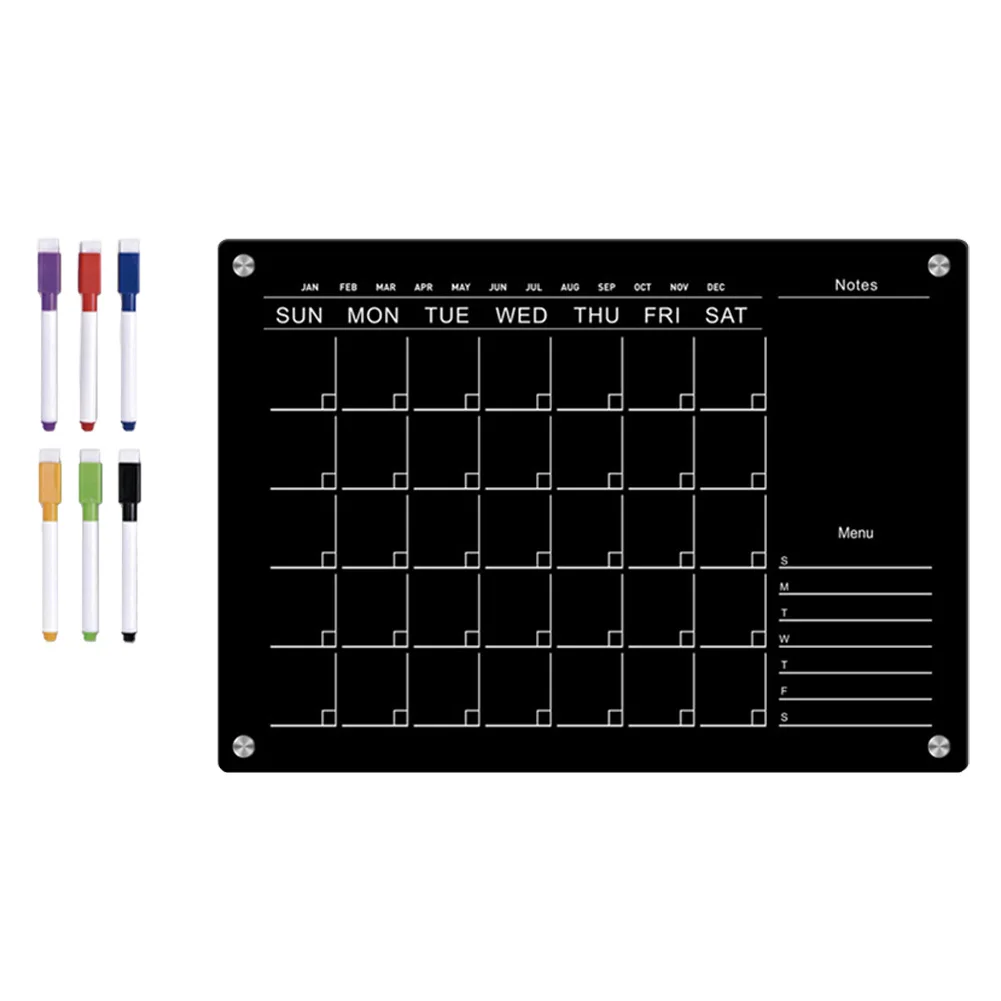 Reusable Magnetic Acrylic Calendar Fridge Magnet Sticker Planning Boards With 6 Markers For Fridge Refrigerator Dropship