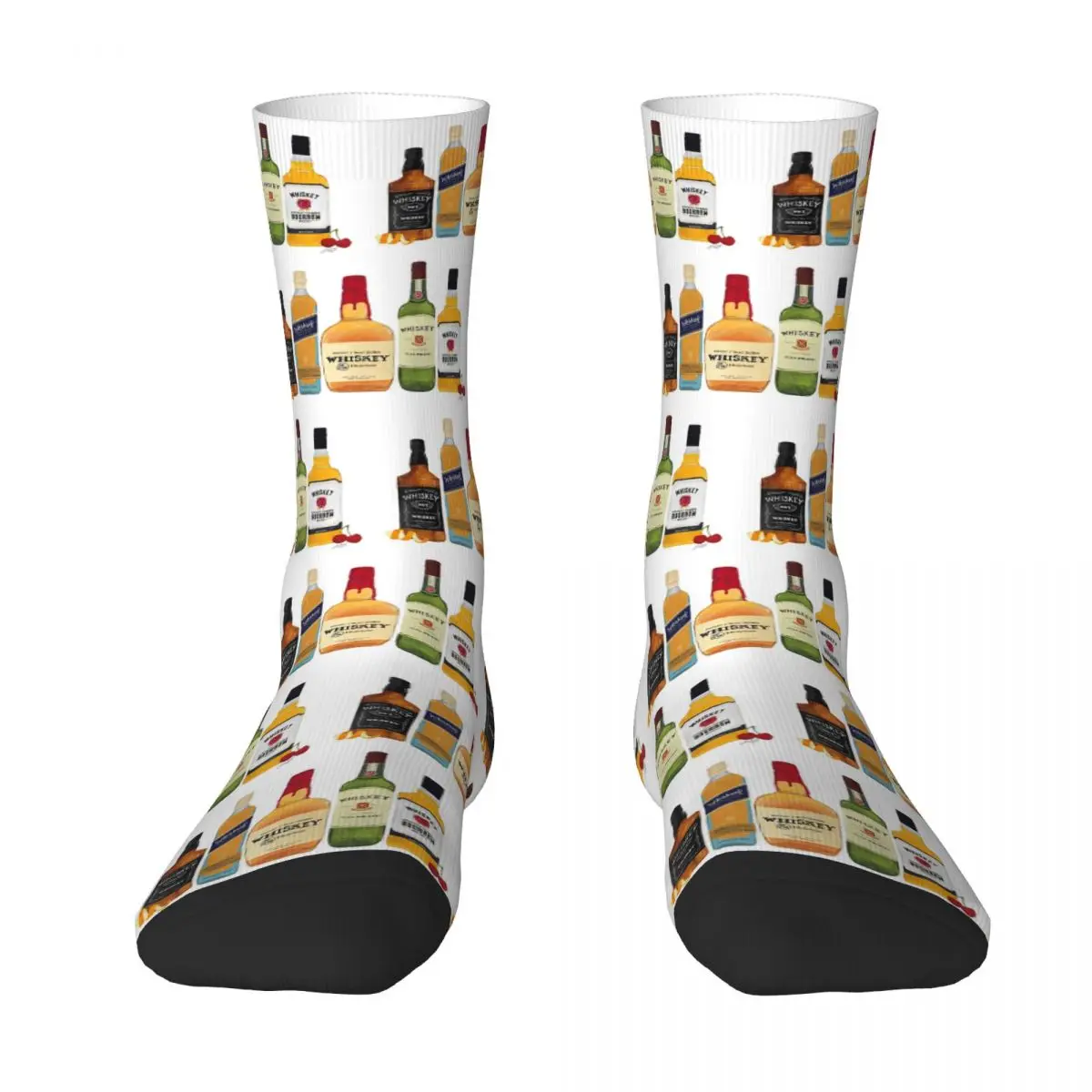 

Whiskey Bottles Illustration Socks Harajuku Sweat Absorbing Stockings All Season Long Socks Accessories for Man's Woman's Gifts