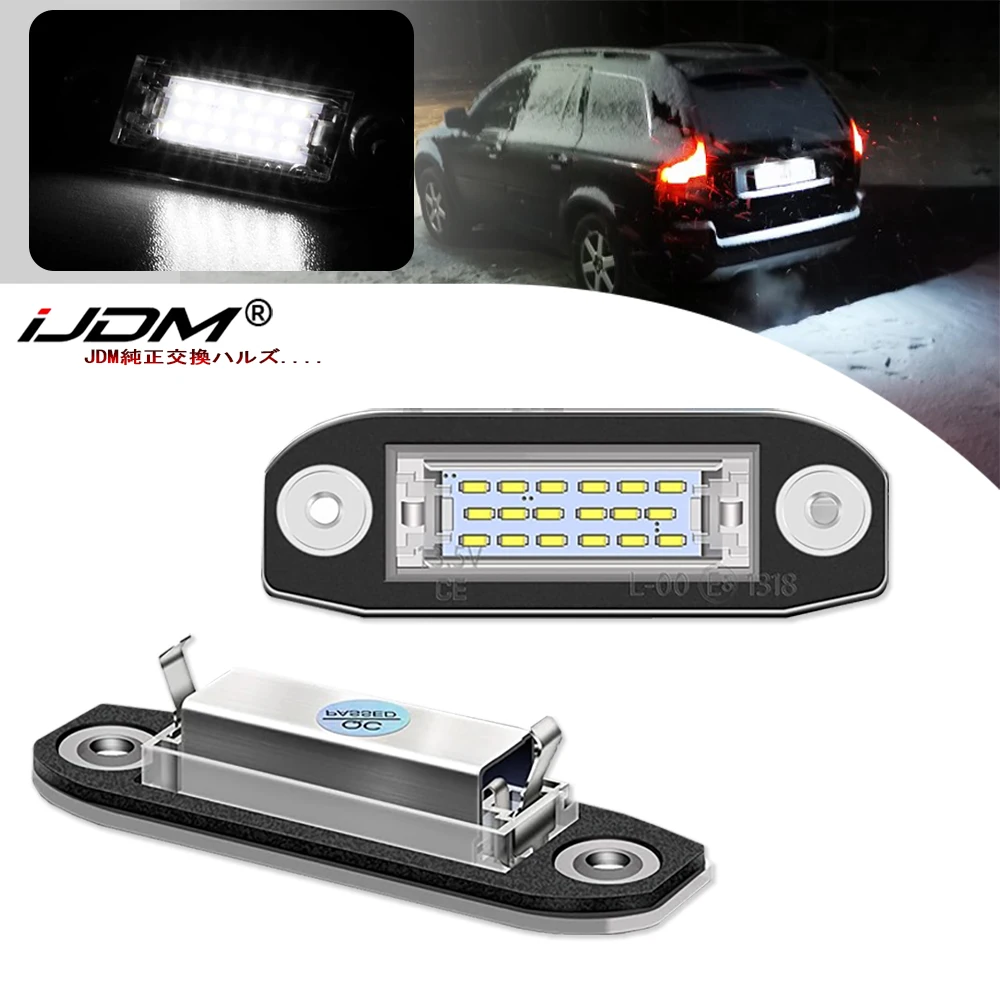 Luz de Placa de Carro LED 12V Branca (2 Peças) para Volvo S40 S60 S80 XC70 XC60 S60 C70 V50 V70 - Lâmpada Automotiva Branca 12V