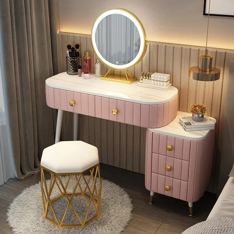 

Vanity Makeup Table Makeup Dressing Table Mirror Bedroom Modern Mirror Desk Pink Drawers Tocador Moderno Luxury Furniture