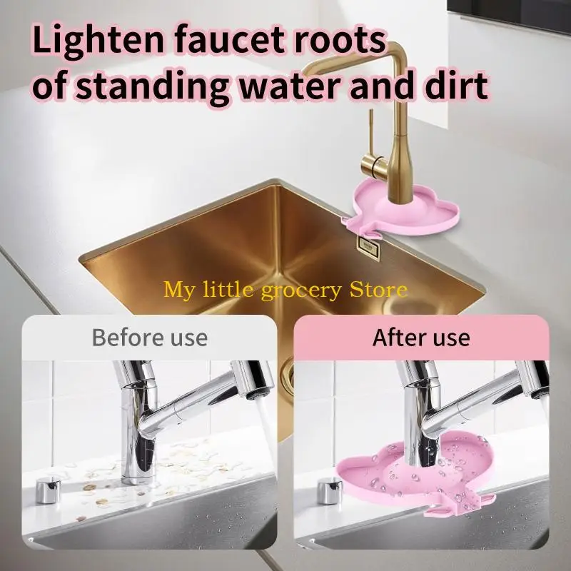 D5BD Silicone Faucet Water Sink Pad Flower for Bathroom Sink Surround Design
