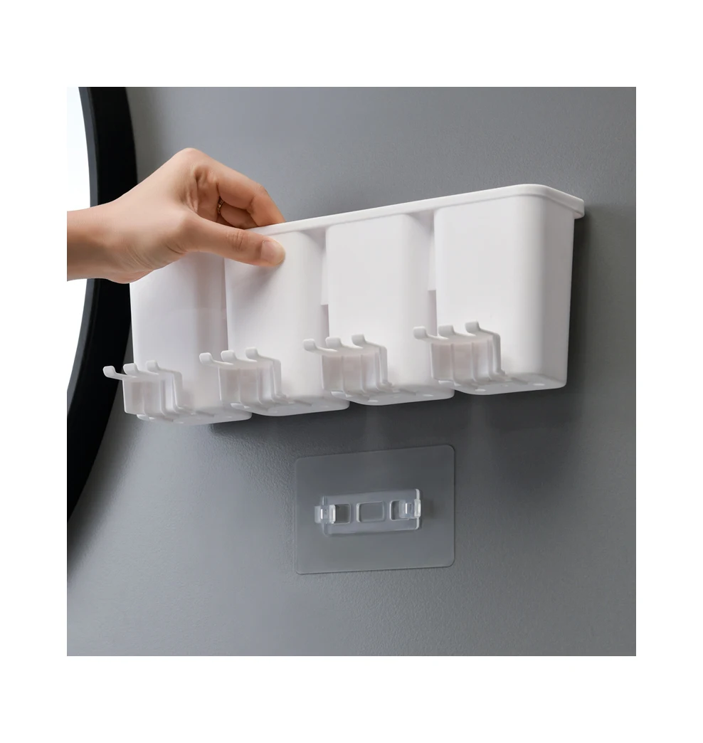 Automatic toothpaste dispenser, toothbrush holder, toothbrush holder set, white storage cup, wall-mounted set.