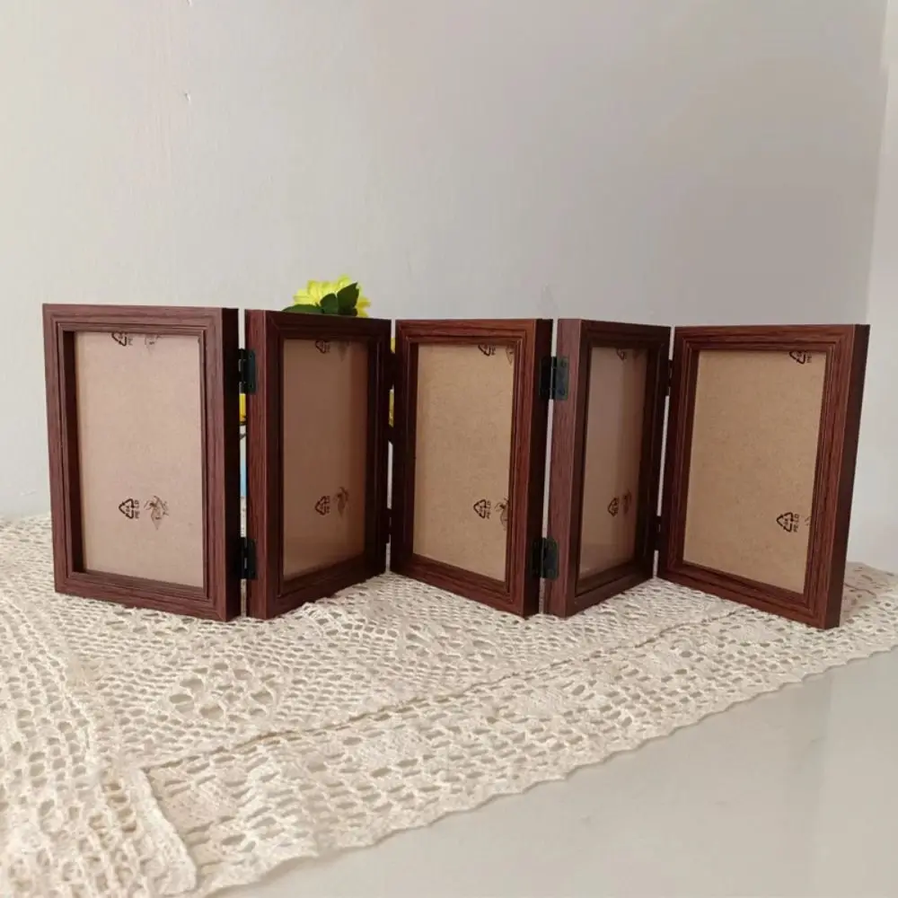 Creative Foldable Hinge Photo Frame Rectangular Double/Triple Desktop Album Set 2/3/4/5 Linked 6/7/8 Inches