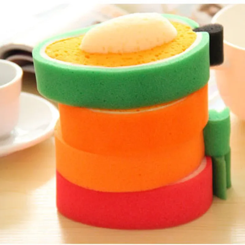 Cute 3D Fruit Design Thick Non Stick Oil Cleaning Sponge Cloth Clean Dish Cloth Scouring Pads Washing Towel Kitchen Clean Tools