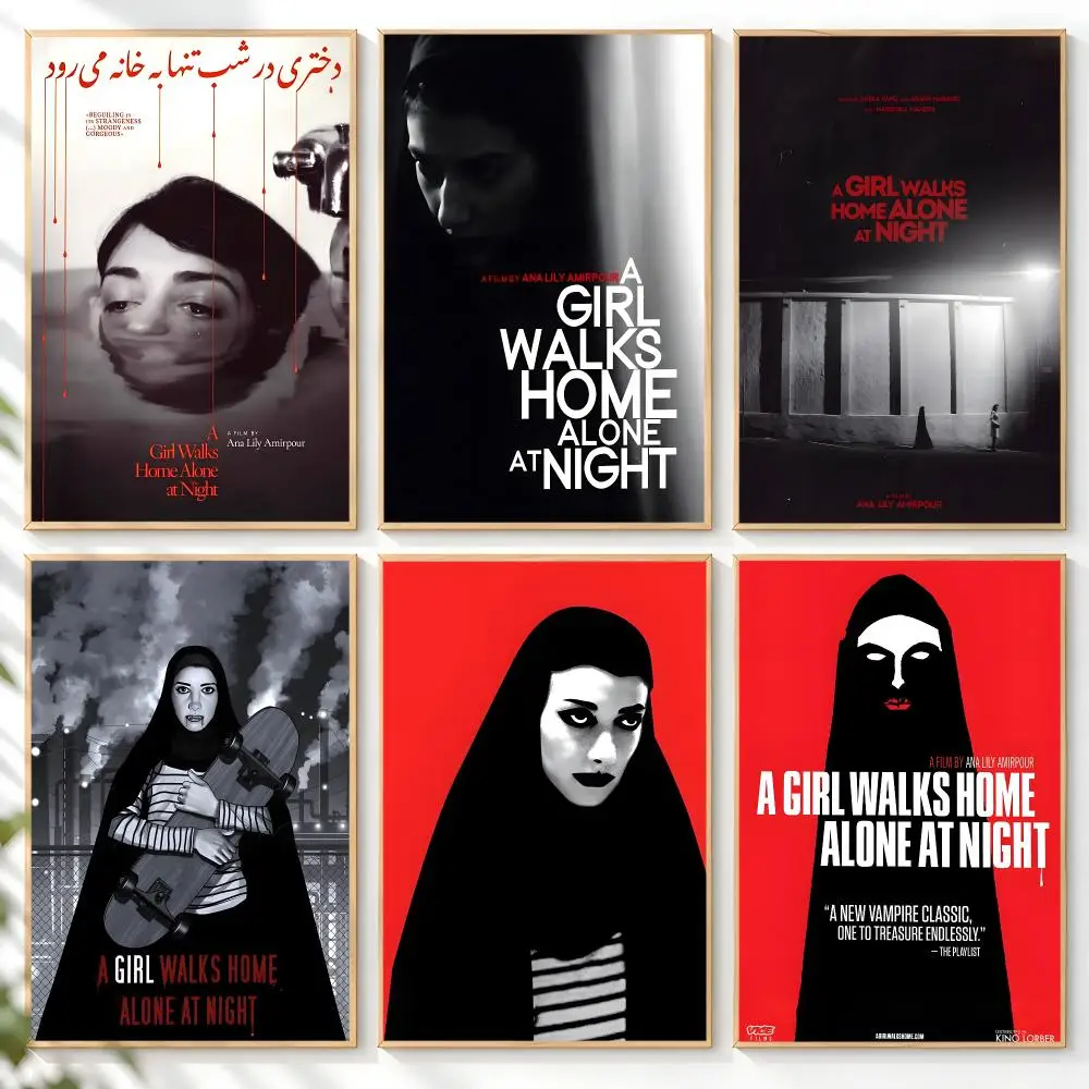 A Girl Walks Home Alone At Night Poster Home Artwork For Living Room Bedroom Office Dorm Apartment Gift