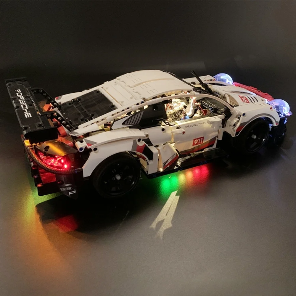 مصباح LED RC لسيارة سباق RSR المتوافقة مع 42096 بدون مكعبات بناء مجموعة LED فقط لعيد الميلاد والهالوين (الضوء فقط #4