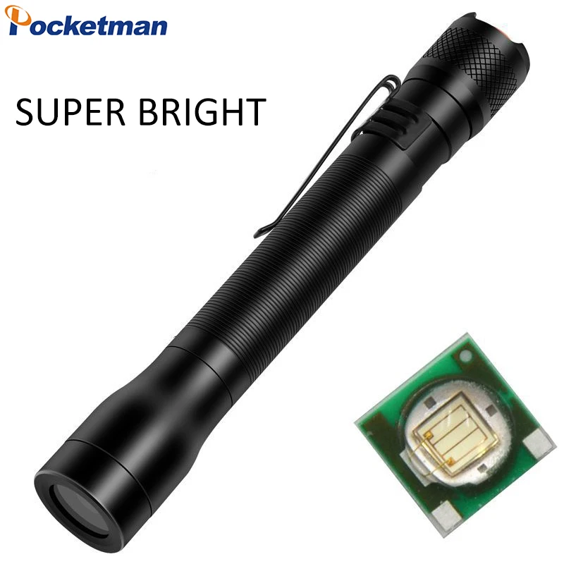Portable Aluminum Alloy Powerful LED Flashlight with Pen Clip Outdoor Emergency Mini Torch Camping Flashlights Waterproof