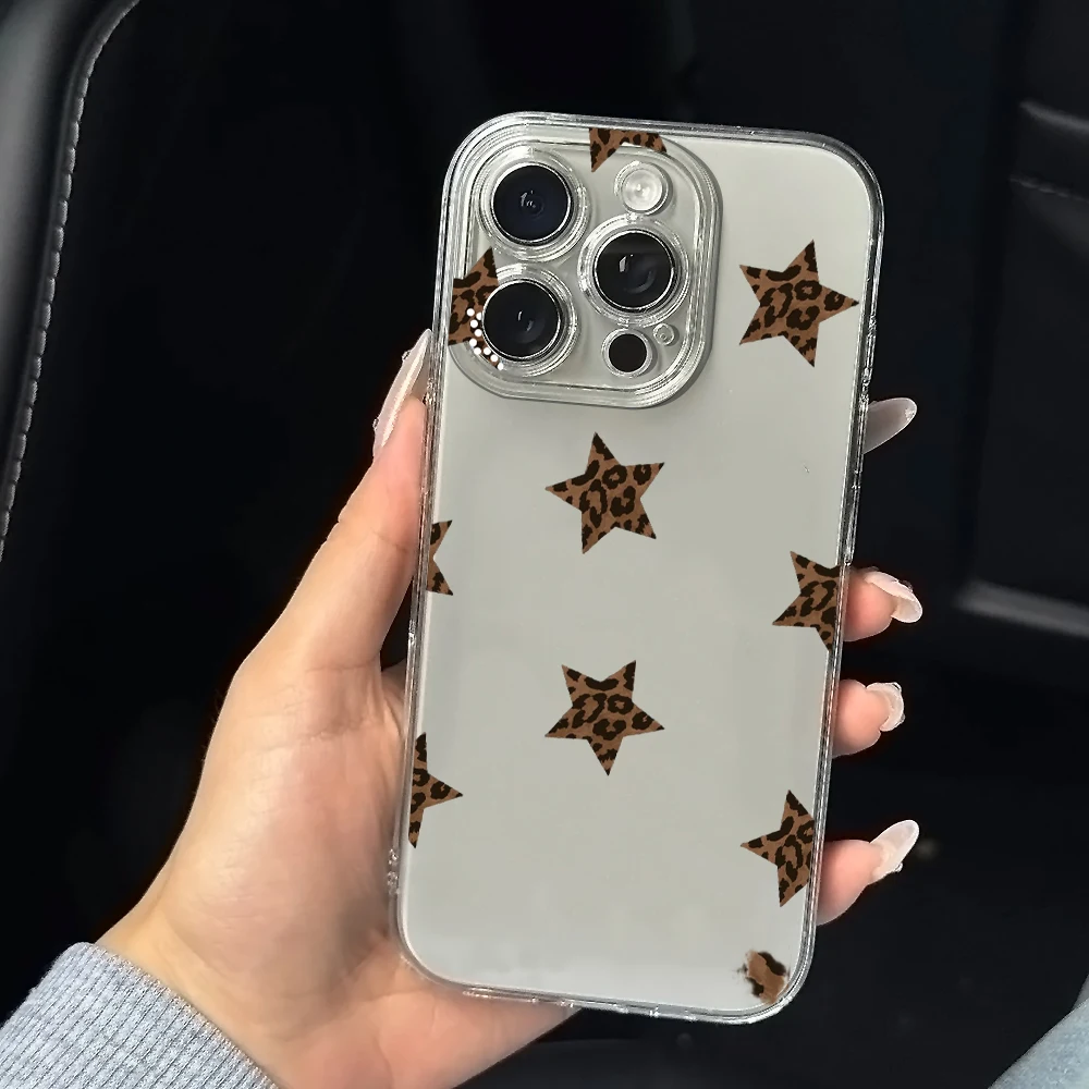 Wild Leopard Print Star Silicone Phone Case for IPhone 17 16 15 14 13 12 11 Pro Xs Max Air Mini 7 8 6 6s Plus SE 2020 2022 Cover view 5