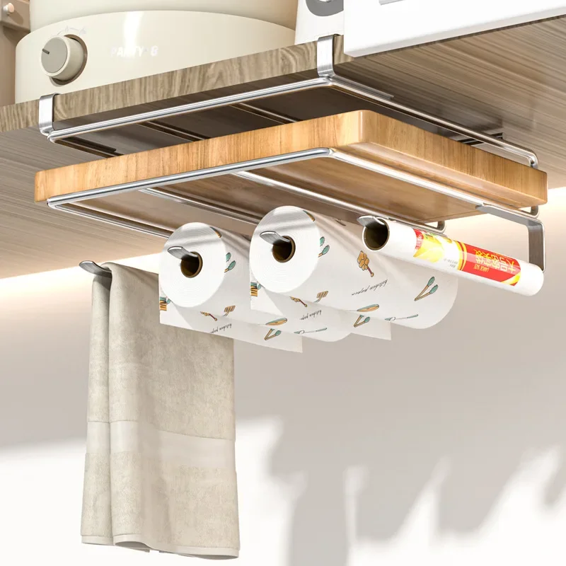 Stainless Steel Kitchen Cabinet Under Hanging Shelf Retractable Hanging Layer Multifunctional Storage Cabinet Accessories JJ118